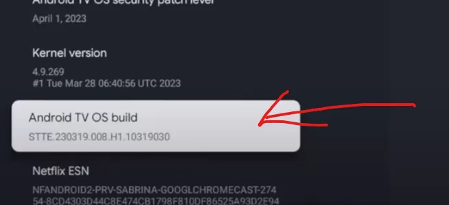 välj Android TV OS build