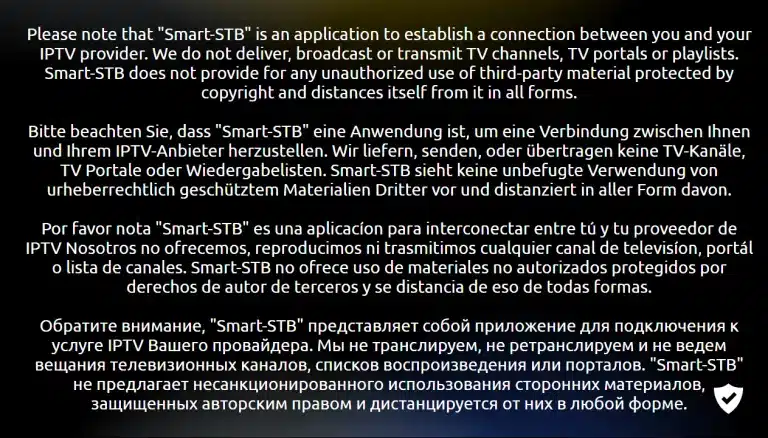 acceptera villkoren för smart STB